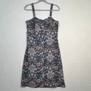 Loft Ann Taylor Dark Paisley Floral Gray Button Down Sundress Size 6 Sleeveless